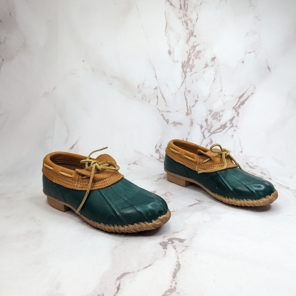 Eddie Bauer Duck Boots Women EU 39 US 8 Shoes Brown Green Low Top Rain Vintage - Picture 2 of 10